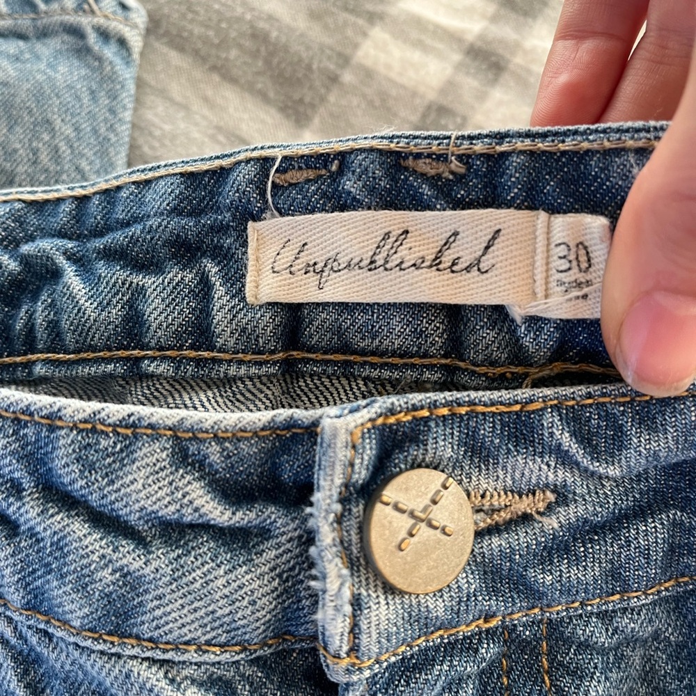 Unpublished Cleo+Wolf brand straight leg jeans, worn jeans, boot barn jeans - Picture 4 of 6